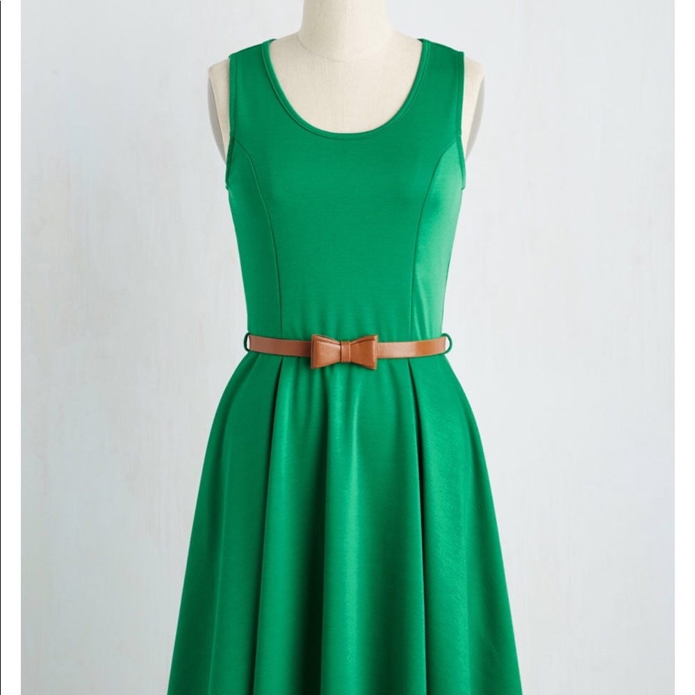 Emerald Green ModCloth dress with belt